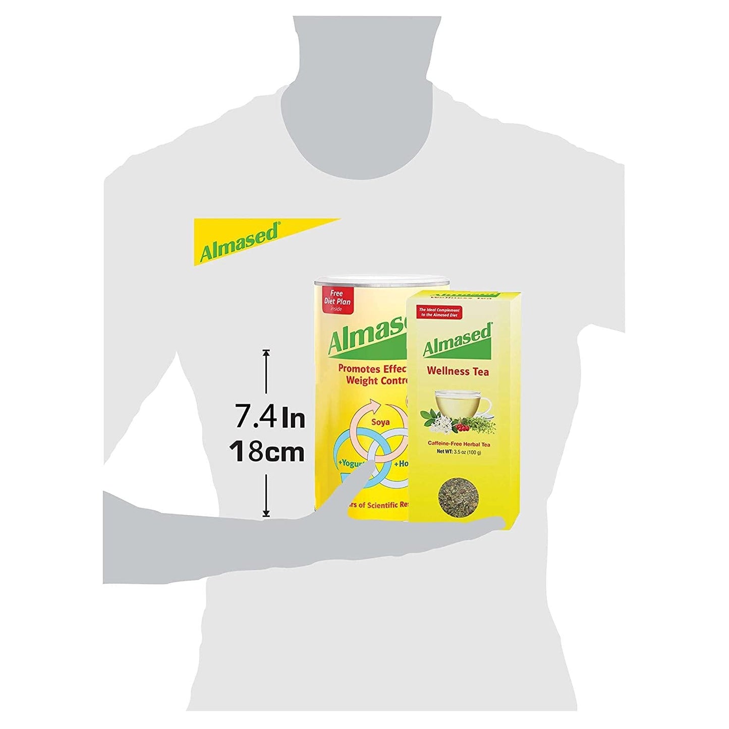 Almased Meal Replacement Shake and Wellness Tea - Plant Based Protein Powder for Weight Management -Tea for Calm Your Body - Gluten Free, No Sugar Added (Protein + Tea)