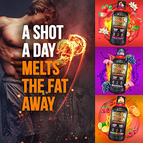 Alpha Lion Superhuman Scorch, Weight Management, MitoBurn and CaloriBurn with Carnitine, Stim-Free, Increase Thermogenesis and Metabolism, Zero Calorie Liquid Shot (31 Servings, Grapezilla)
