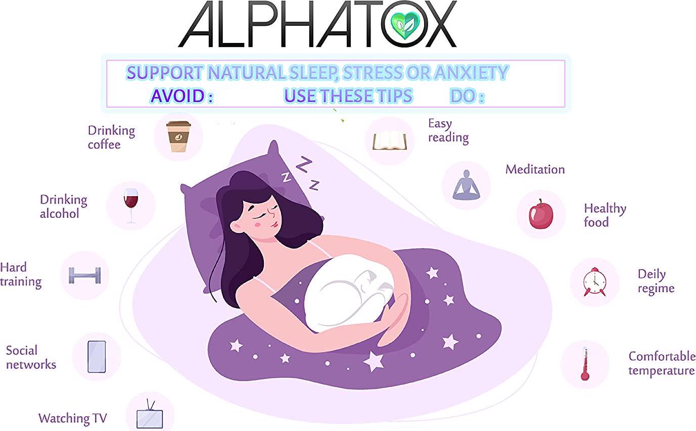 Alphatox 14 Day Sleep and Anxiety Support, Herbal Body Cleanse Tea, Help Relieve Stress, Support Healthy Sleep Cycle, Cleanse Your Body of Toxins, 14 Herbal Tea Bags