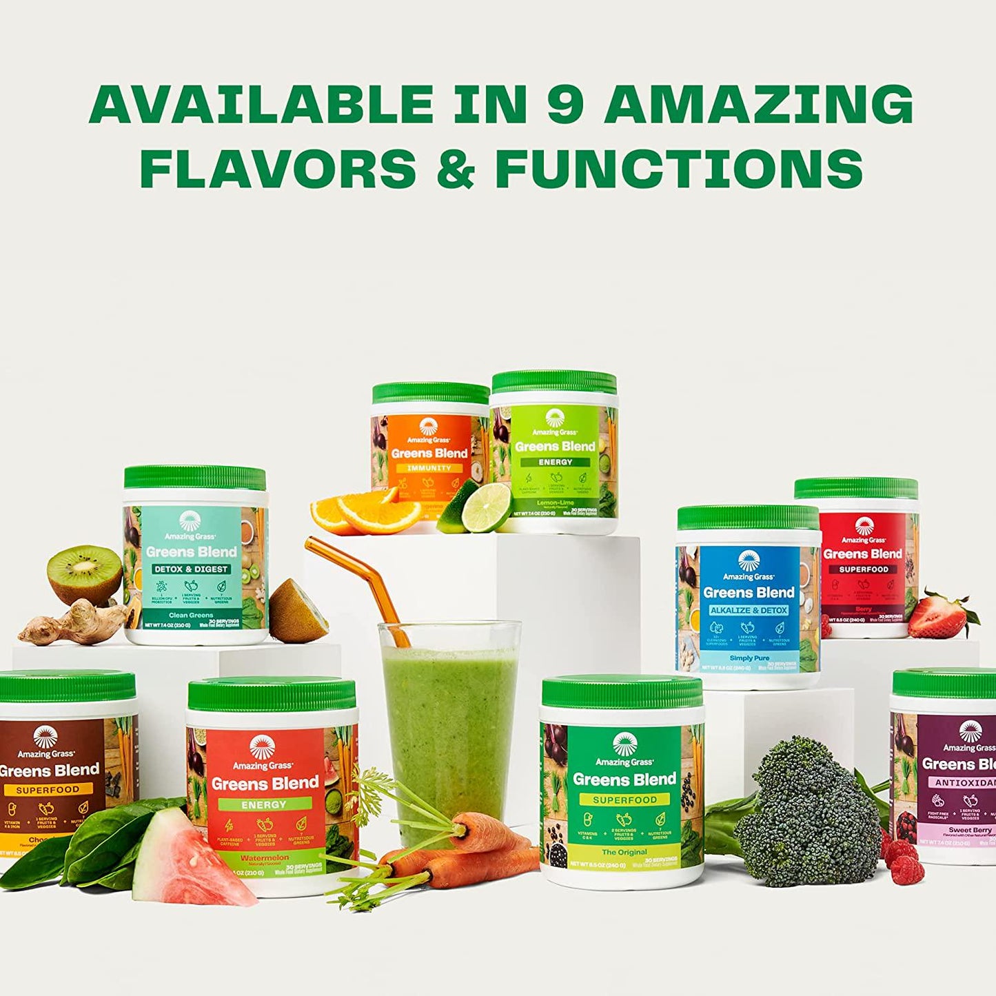 Amazing Grass Greens Blend Superfood: Super Greens Powder with Spirulina, Chlorella, Beet Root Powder, Digestive Enzymes and Probiotics, Original, 30 Servings (Packaging May Vary)