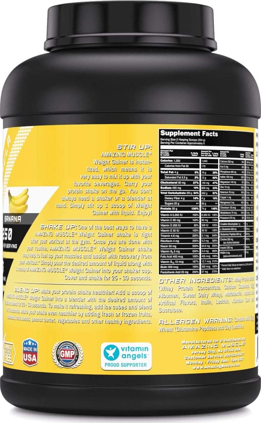 Amazing Muscle - Whey Protein Gainer - 6 Lb - Supports Lean Muscle Growth and Workout Recovery (Banana)