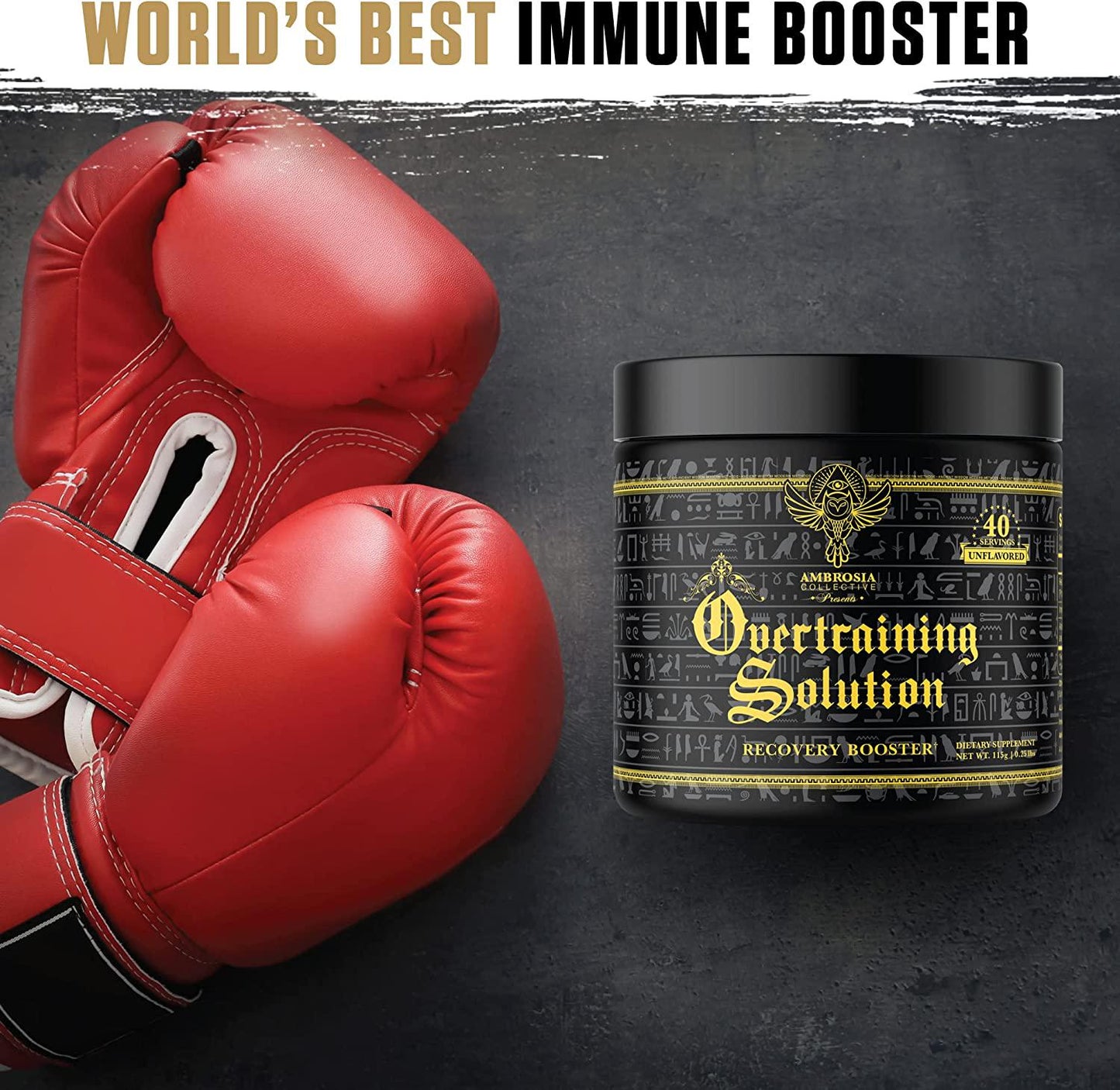 Ambrosia Overtraining Solution - Post Workout Supplement | Muscle Recovery | Powerful Colostrum Extract for IgG and IGA Peptides | Boost Immune System with Immulina | Recover Faster (40 Servings)