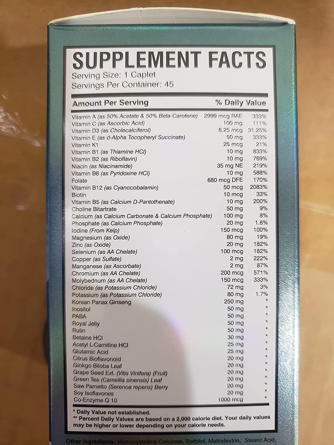 America Medic and Science Multi-NRG (45 Caplets) | Daily Multivitamin for Men |