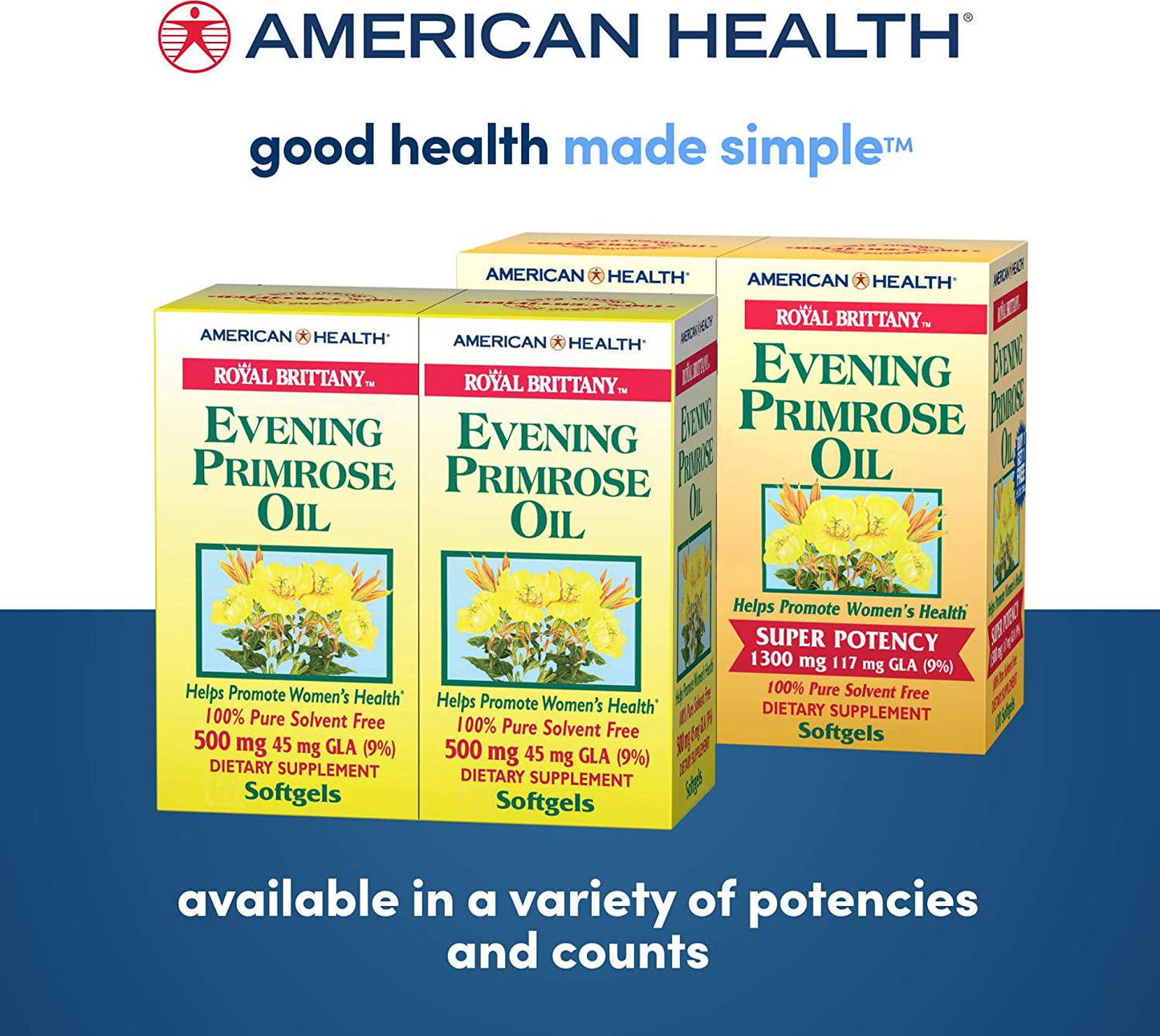 American Health Dietary Fiber Supplement Softgels, Evening Primrose Oil, 500 mg, 100 Count