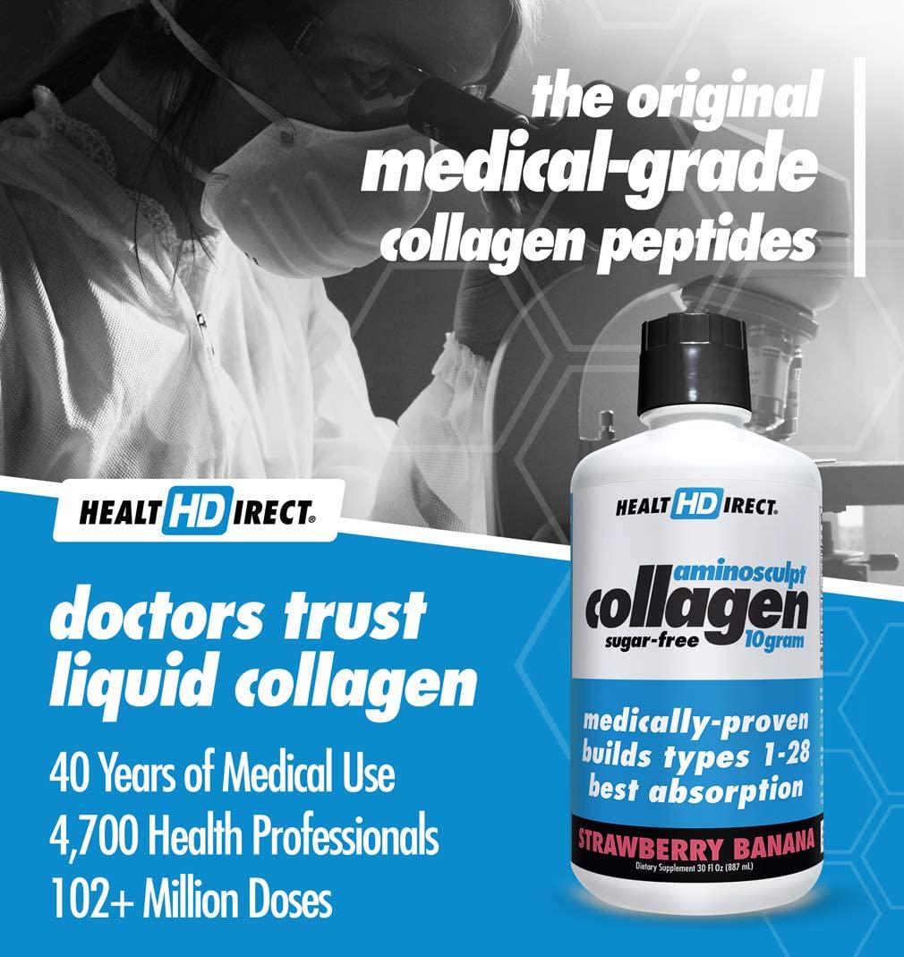 AminoSculpt Collagen Sugar-Free 10 Gram, Strawberry Banana, 30 Fl Oz by Health Direct