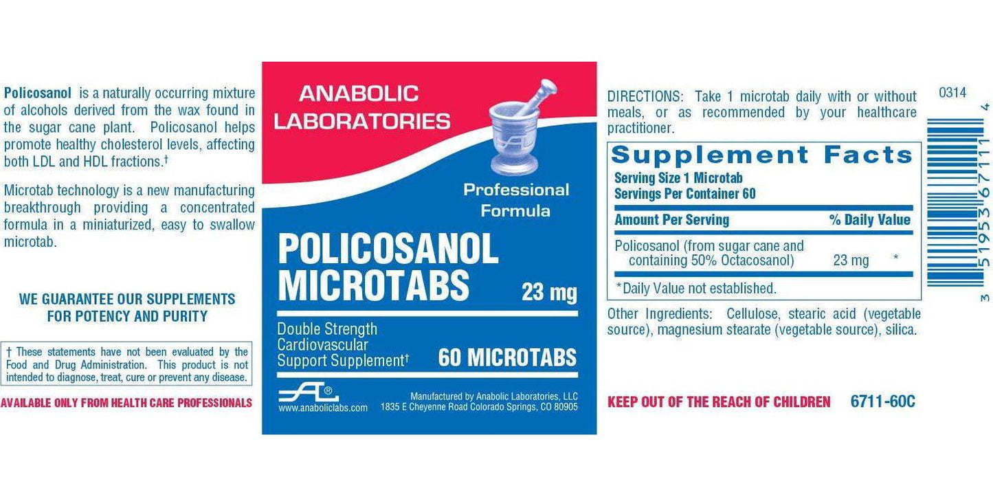 Anabolic Laboratories, Policosanol Microtabs, 23mg, 60 Microtabs