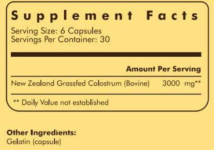 Ancestral Supplements Grass Fed Colostrum - Supports Immune, Gut, Growth and Repair (180 Capsules)