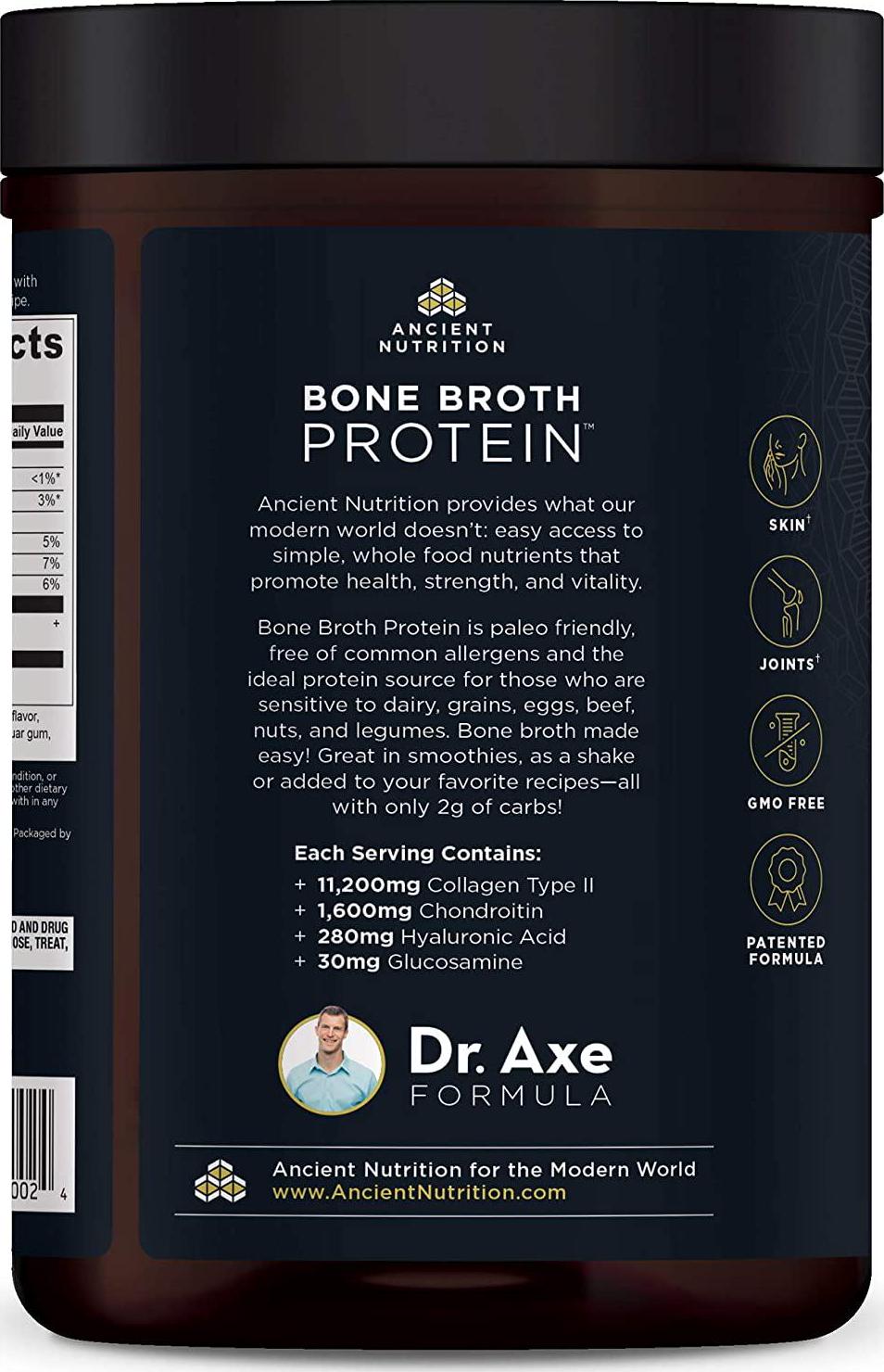 Ancient Nutrition Bone Broth Protein Powder, Chocolate Flavor, 20 Servings Size