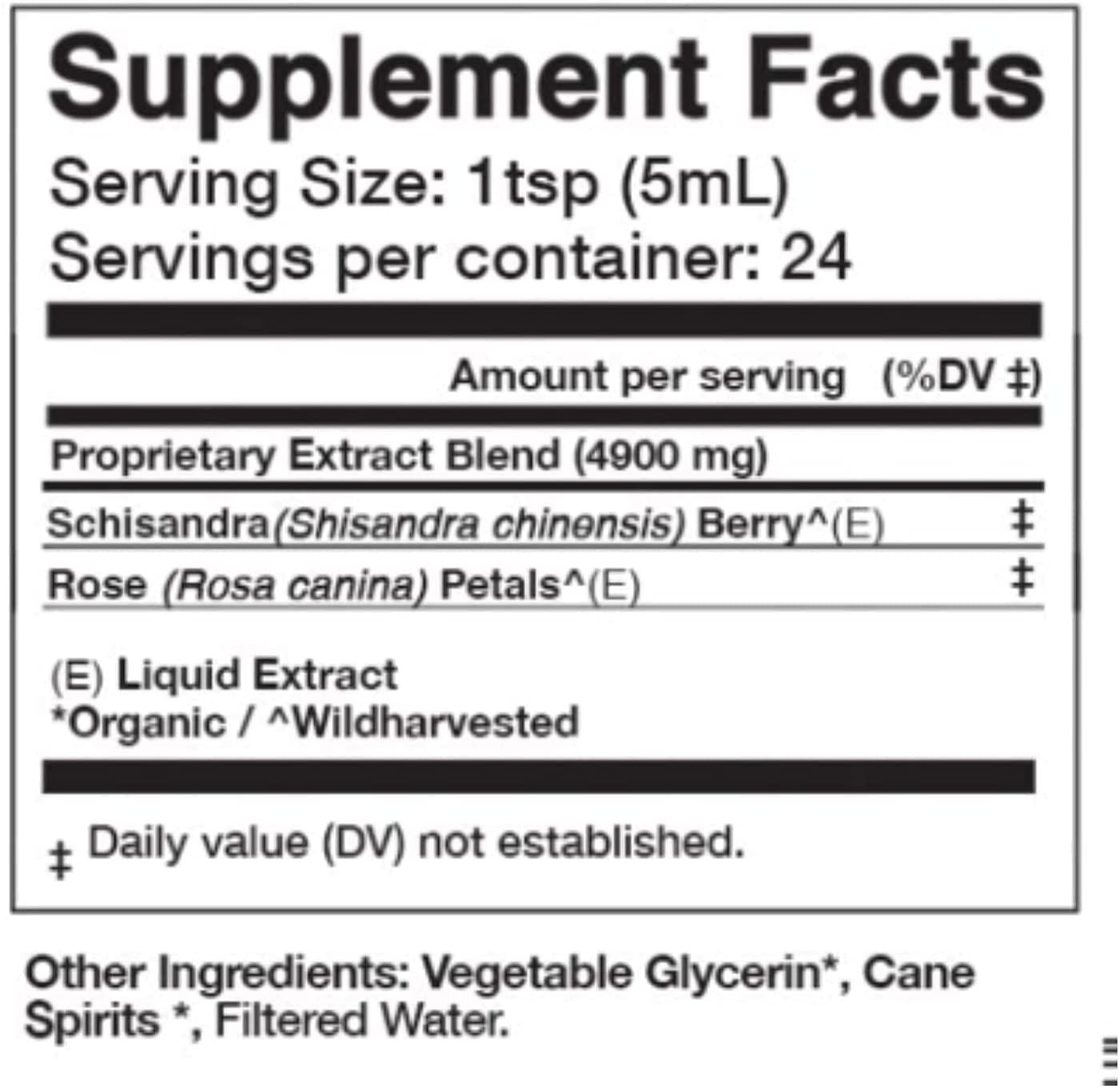 Anima Mundi Schisandra Rose Elixir - Liquid Schisandra Berry Adaptogen Supplement with Wildcrafted Rose Petals for Liver and Kidney Support - Anima Mundi Beauty Supplements (4oz / 120ml)