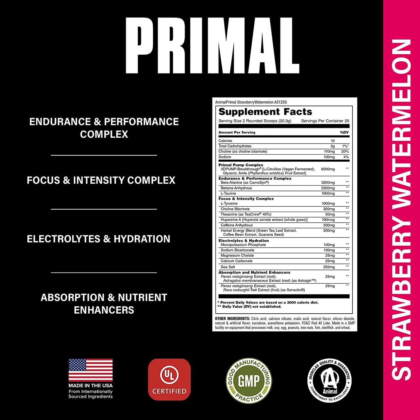 Animal Primal Preworkout Powder Synergy of Energy, Focus, Endurance, Hydration and Absorption Carefully Dosed with Patented Ingredients for Maximum Effectiveness Next Generation Preworkout Formula