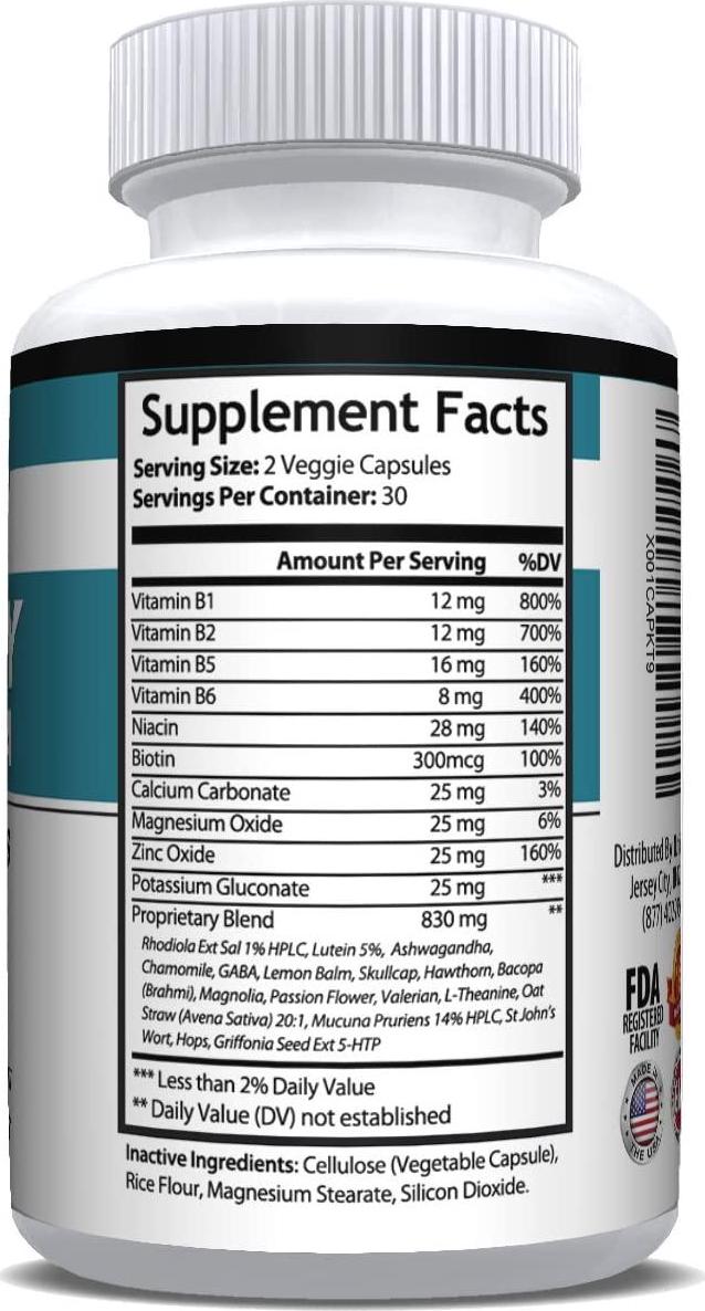 Anti Anxiety Supplement 900mg With Gaba, L-Theanine, 5-HTP, Ashwagandha, Magnesium Oxide, St. John's Wort, Chamomile - Positive Mood, Relaxed Mind, Promote Higher Serotonin, Live In Peace