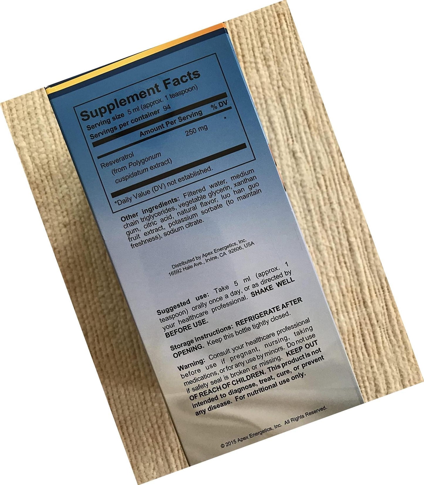 Apex Energetics K-110 Resvero Active (16 Fl. Oz.)