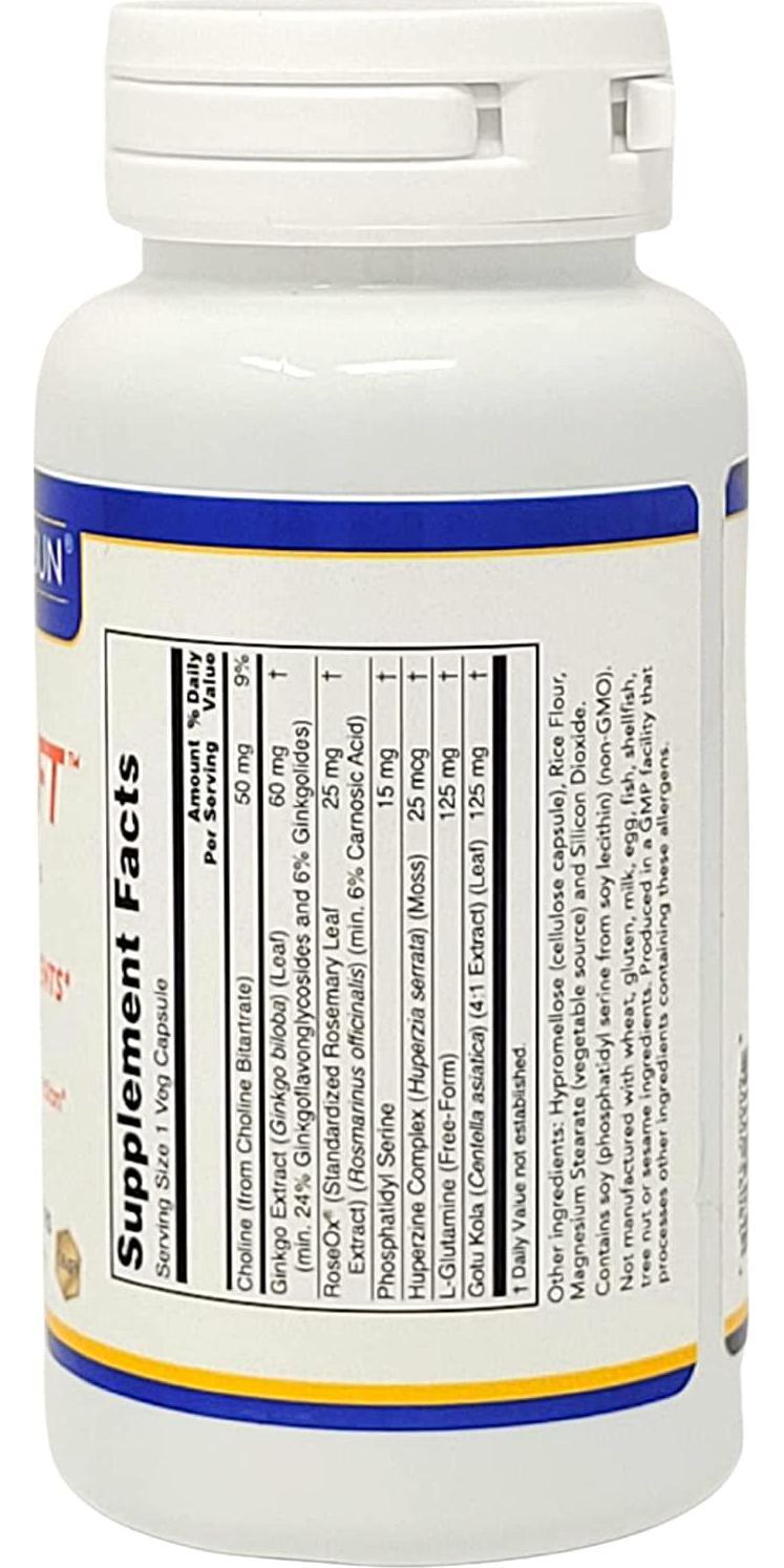 Apollo Sun MindLift Free Radical Scavengers and Neuronal Nutrients for Cognitive Function with Ginkgo Biloba, Rosemary Phosphatidyl Serine and Choline as a Dietary Supplement (60 Vegan Capsules)