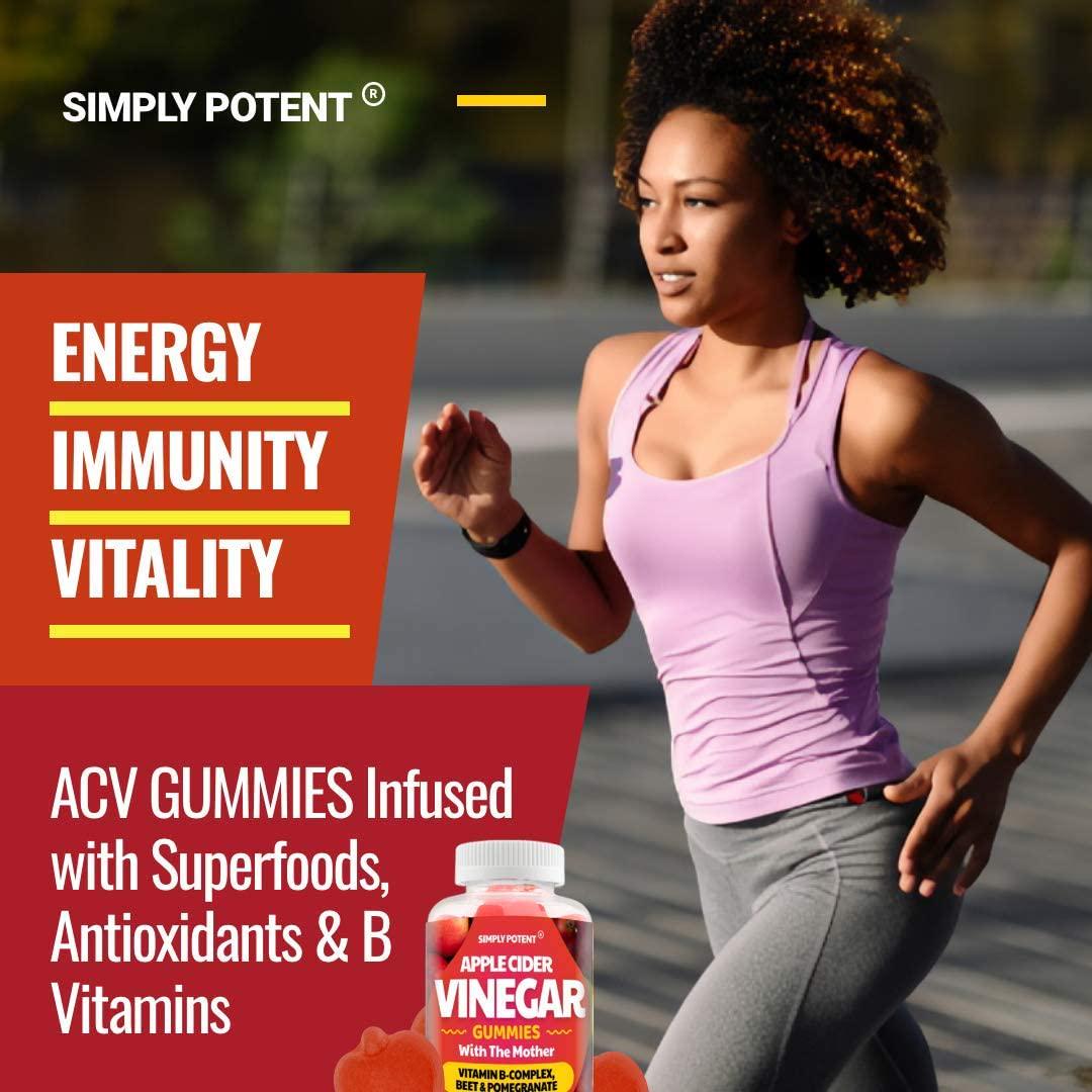 Apple Cider Vinegar Gummies, Tasty Alternative to Apple Cider Vinegar Capsules, ACV Gummies with The Mother for Weight Loss, 60 500mg Pills with Pomegranate, Beet and B Vitamins for Gut Cleanse and Detox