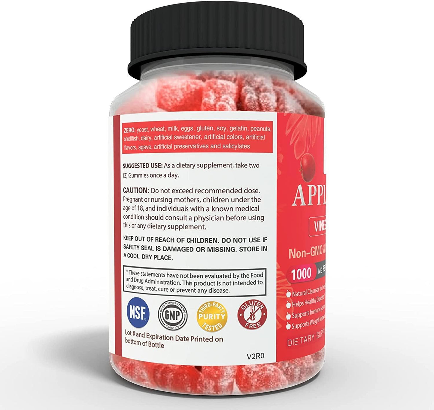 Apple Cider Vinegar Gummies - 1000mg - Immune and Weight Loss Support, Diet, Digestion, Detox and Cleansing (Gluten-Free , Non-GMO, Vitamin B12, Beetroot, Pomegranate)