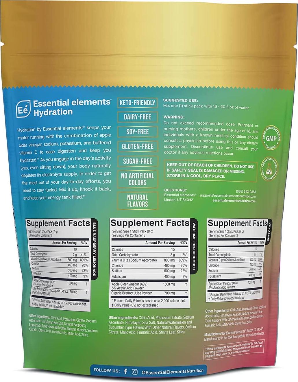 Apple Cider Vinegar Gummies from The Mother and Sugar Free Hydration Powder Packets - Variety Pack | 24 Stick Packs | Energy, Improved Performance, Digestion, and Immune Support