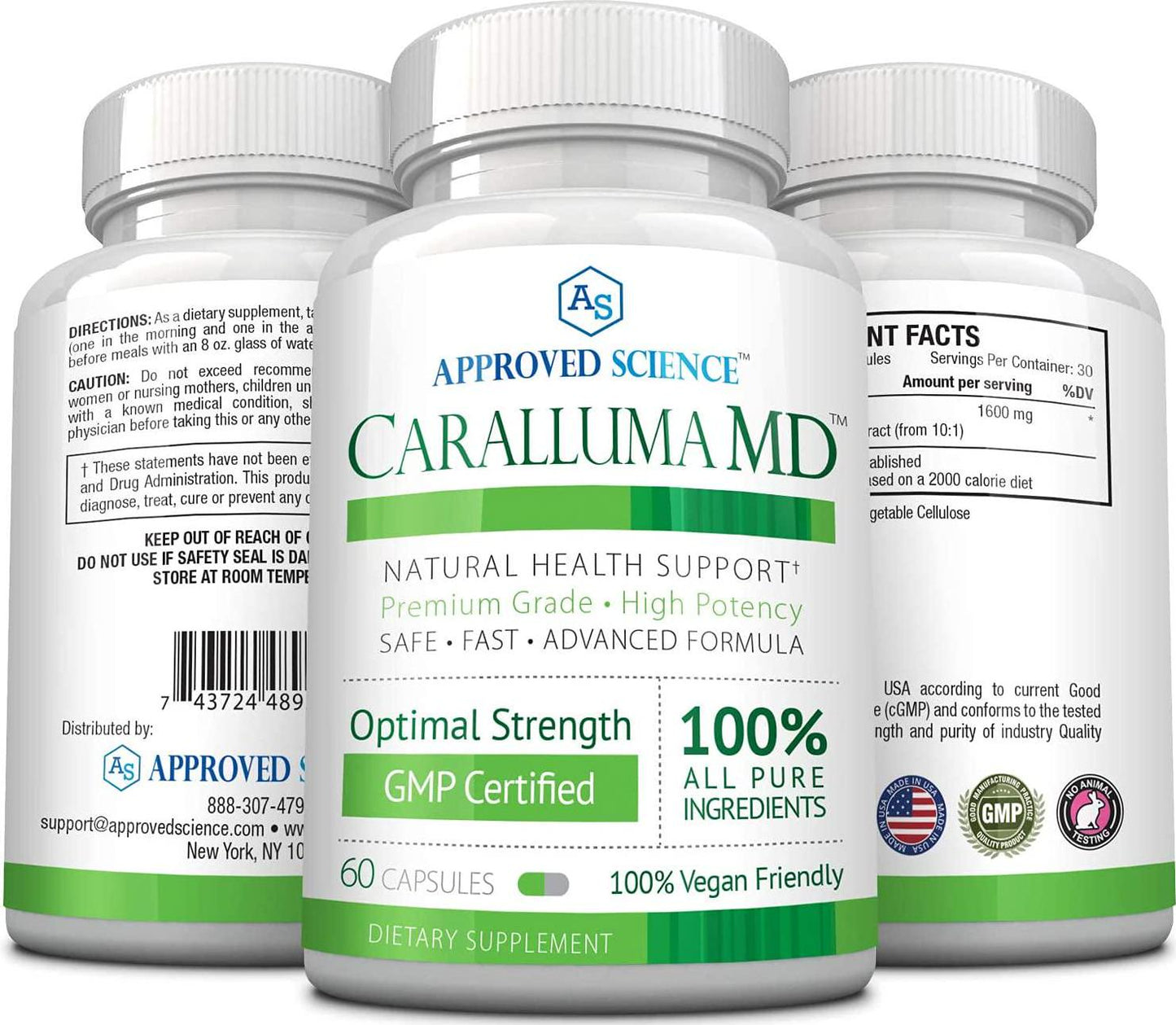 Approved Science Caralluma MD- 100% Pure Caralluma Fimbriata - 1600 mg - 60 Vegan Friendly Capsules