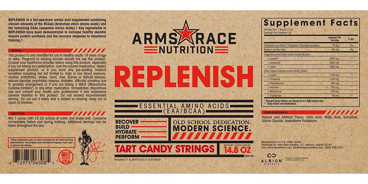 Arms Race Nutrition Replenish Amino Acids - Tart Candy Strings