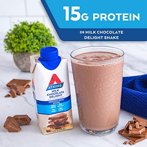Atkins Gluten Free Protein-Rich Shake, Milk Chocolate, Keto-Friendly, 4 Count