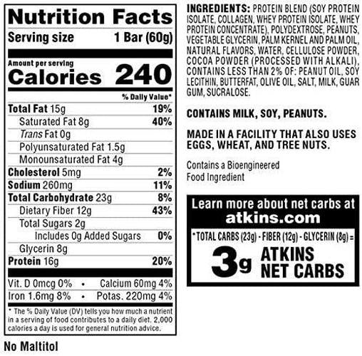 Atkins Protein-Rich Meal Bar, Chocolate Peanut Butter, Keto Friendly, 5 Count