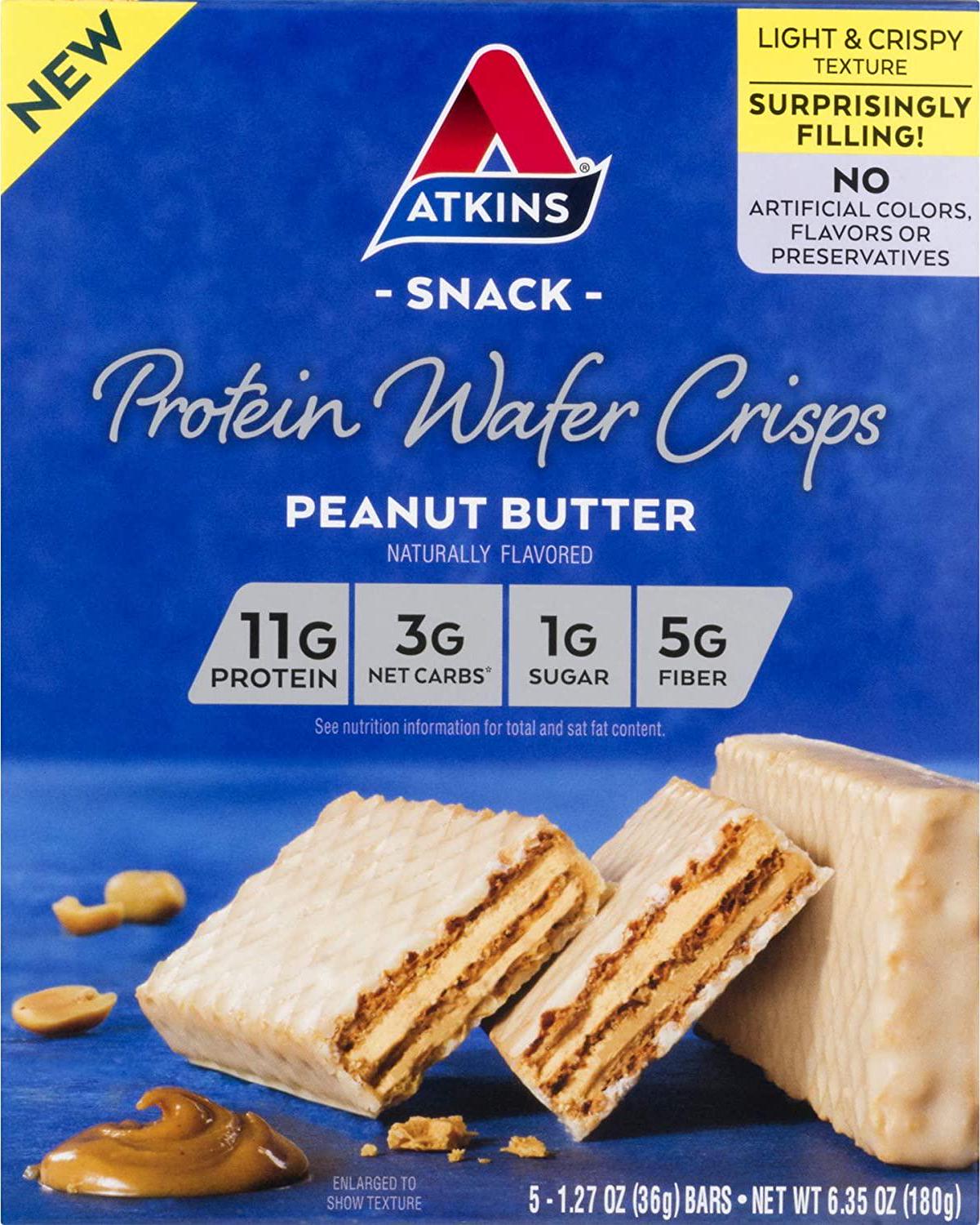 Atkins Protein Wafer Crisps, Peanut Butter, Keto Friendly, 5 Count