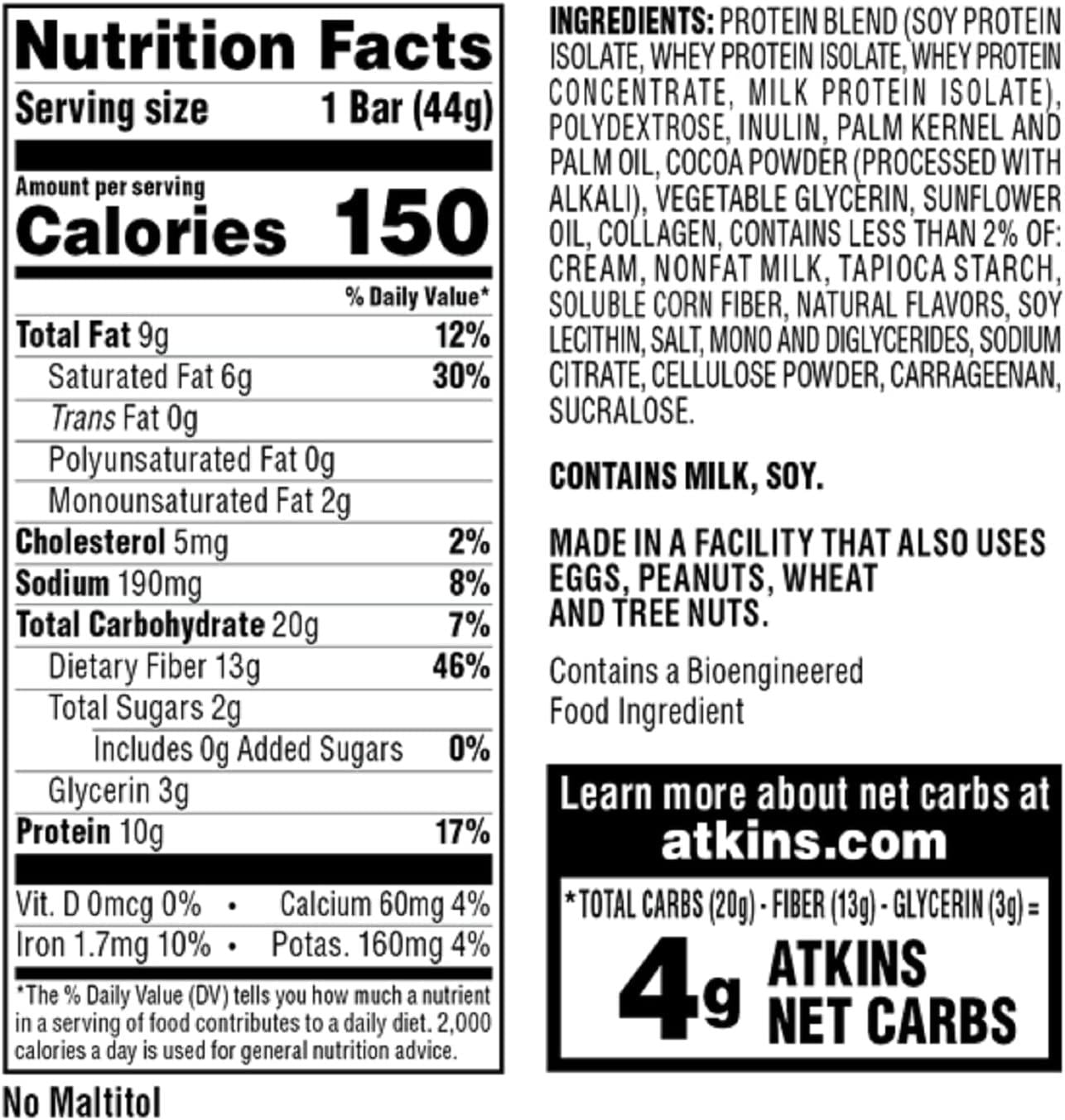 Atkins Snack Bar, Caramel Double Chocolate Crunch, Keto Friendly, 7.76 Ounce, Silver, 5 Count (Pack of 1) (305211)