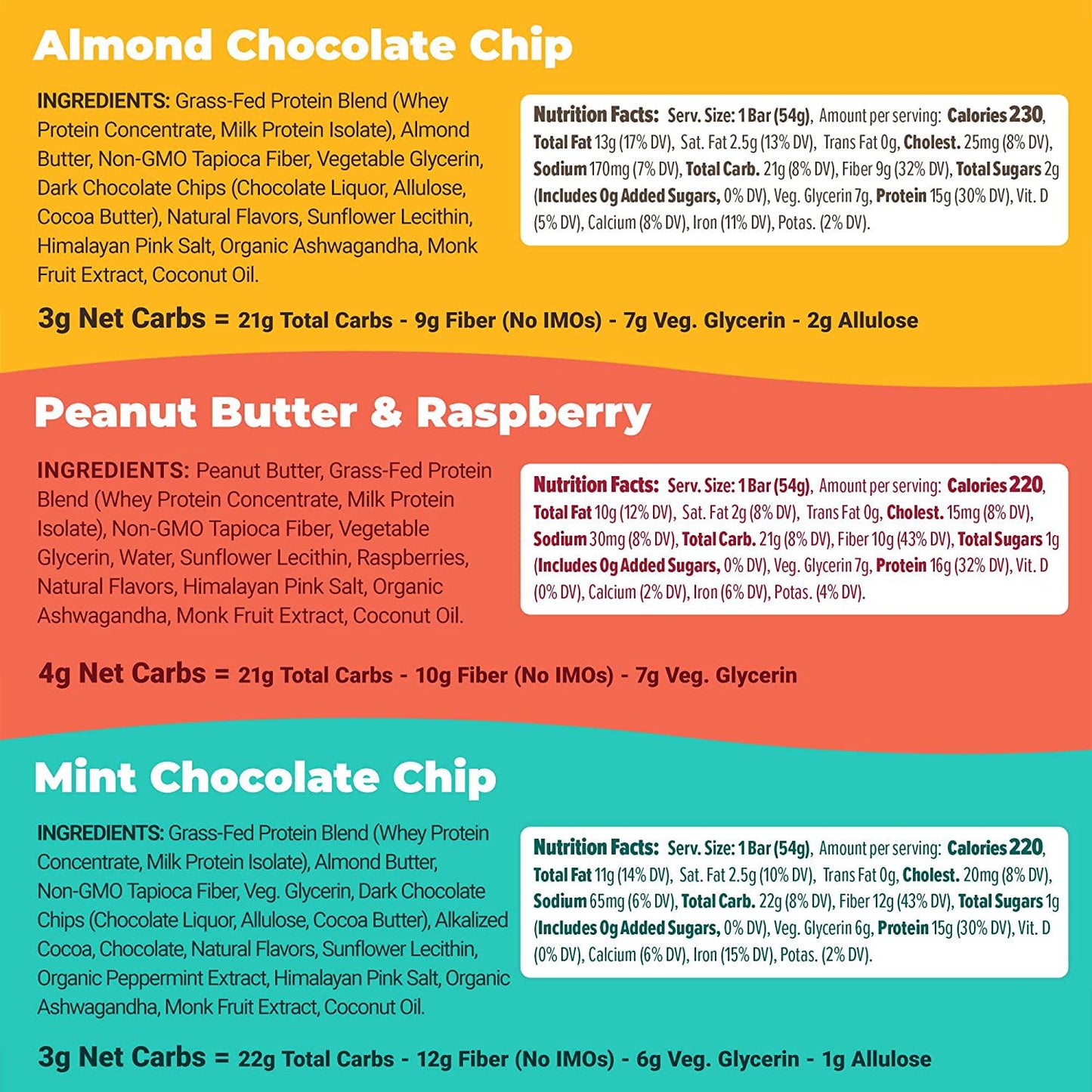 Atlas Mind + Body Keto Protein Bar - PB Chocolate Chip + Ultimate Variety Keto Bars - Low Carb Protein Bars - High Fiber Bars - Low Sugar Meal Replacement Bars - Organic Ashwagandha (20 Count)