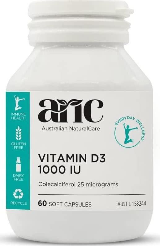 Australian NaturalCare - General Health Support - 1000 IU Vitamin D3 Capsules (60 Count)