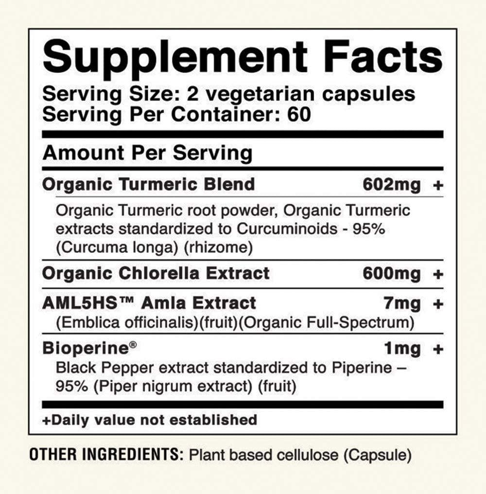 Avira Organics Organic Turmeric Chlorella, 120count