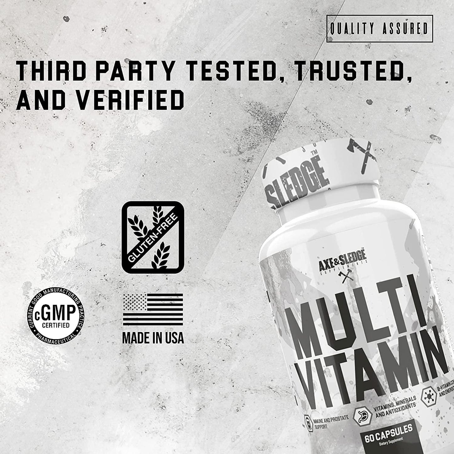 Axe and Sledge Supplements Multivitamin, Vitamin, Mineral and Antioxidant Complex, 60 Veggie Capsules, 30 Servings