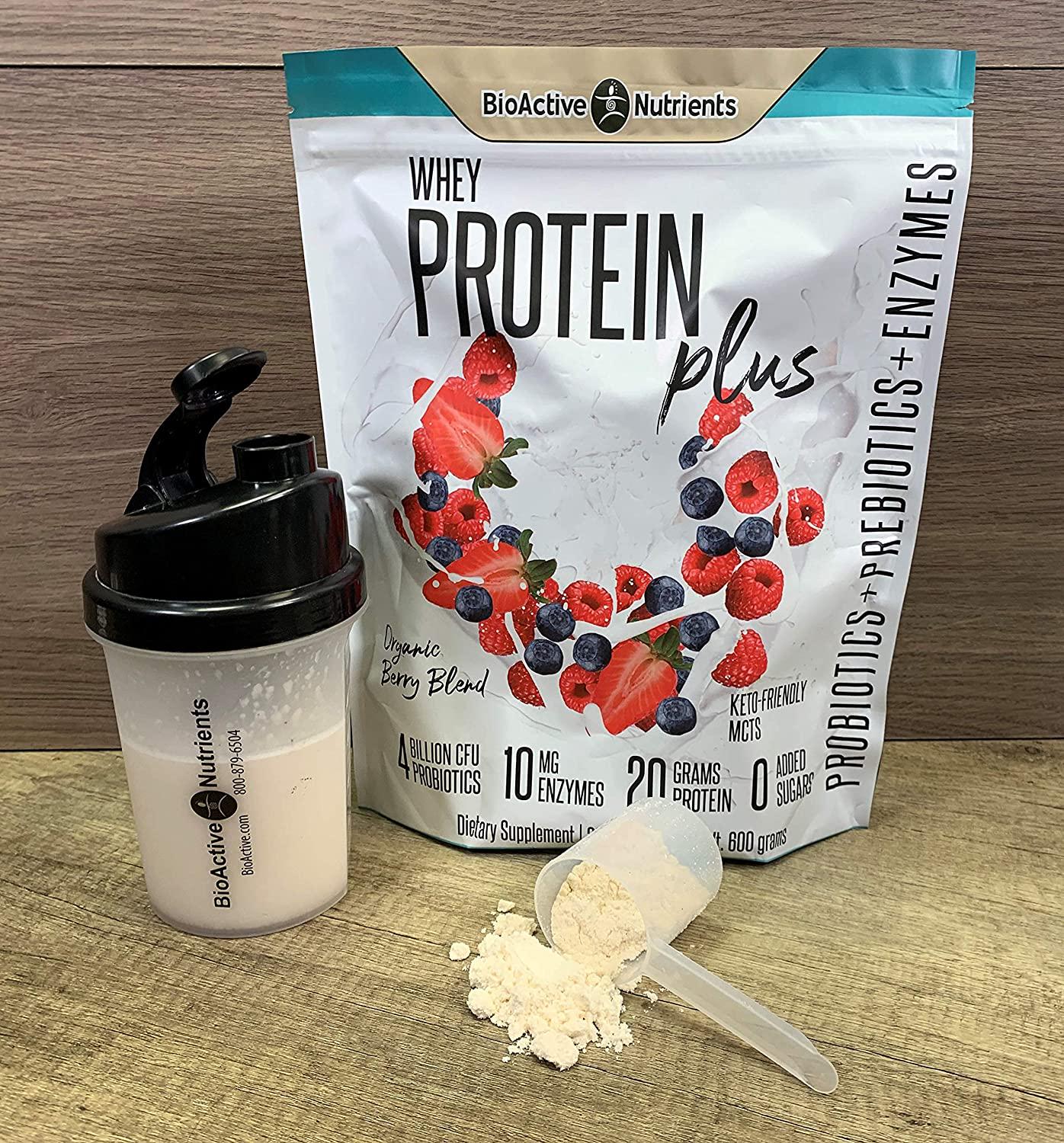 BIOACTIVE NUTRIENTS Whey Protein Plus by BioActive Nutrients 600g 20 Servings 4 Billion CFU Probiotics Prebiotics 10mg Enzymes L-Glutamine 20g Protein Antioxidants Phytonutrients Keto MCTs No Sugar