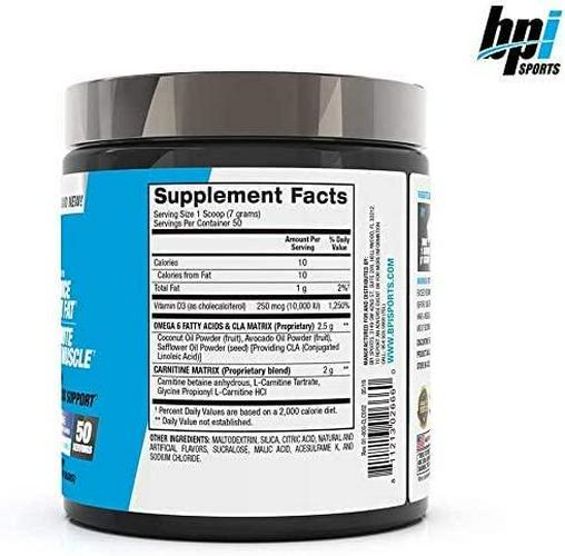 BPI Sports CLA + Carnitine Conjugated Linoleic Acid Weight Loss Formula Metabolism, Performance, Lean Muscle Caffeine Free For Men and Women Snow Cone 50 servings 12.34 oz.