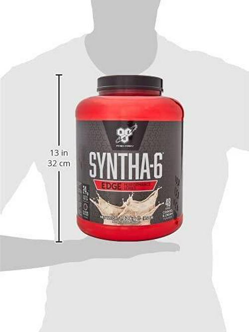 BSN Nutrition Protein Powder Syntha 6 Edge Low Carb and Sugar Whey Protein Shake with Whey Protein Isolate, Micellar Casein, Glutamine and Amino Acids, Cookies and Cream, 48 Servings, 1.82 kg