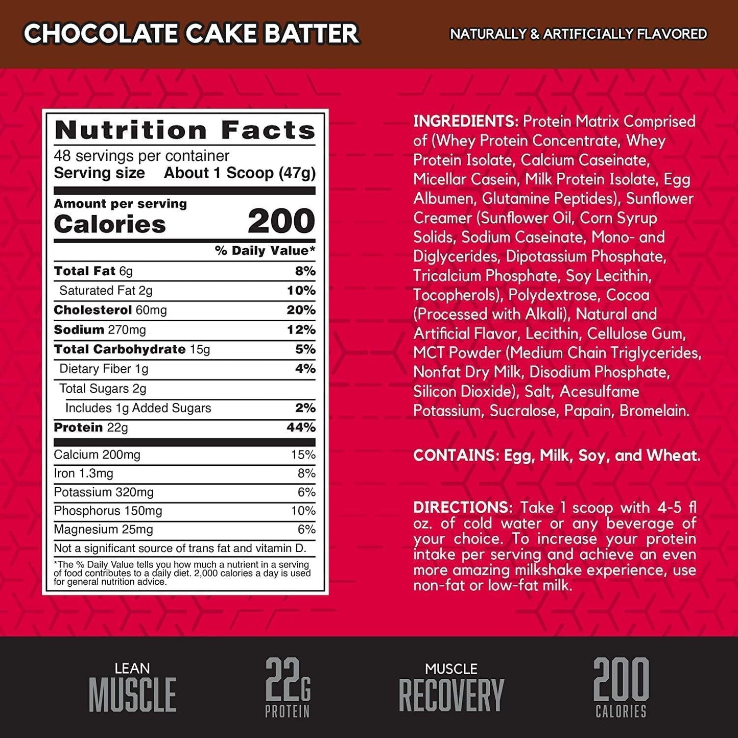 BSN SYNTHA-6 Protein Powder, Whey Protein, Micellar Casein, Milk Protein Isolate, Flavor: Chocolate Cake Batter, 48 Servings