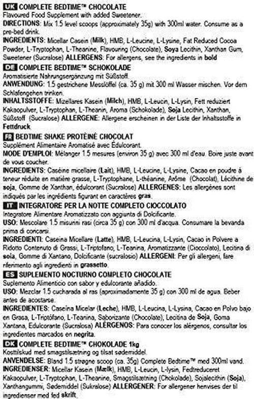 BULK POWDERS Complete Bedtime, Micellar Casein Protein Powder, Strawberry, 1 kg