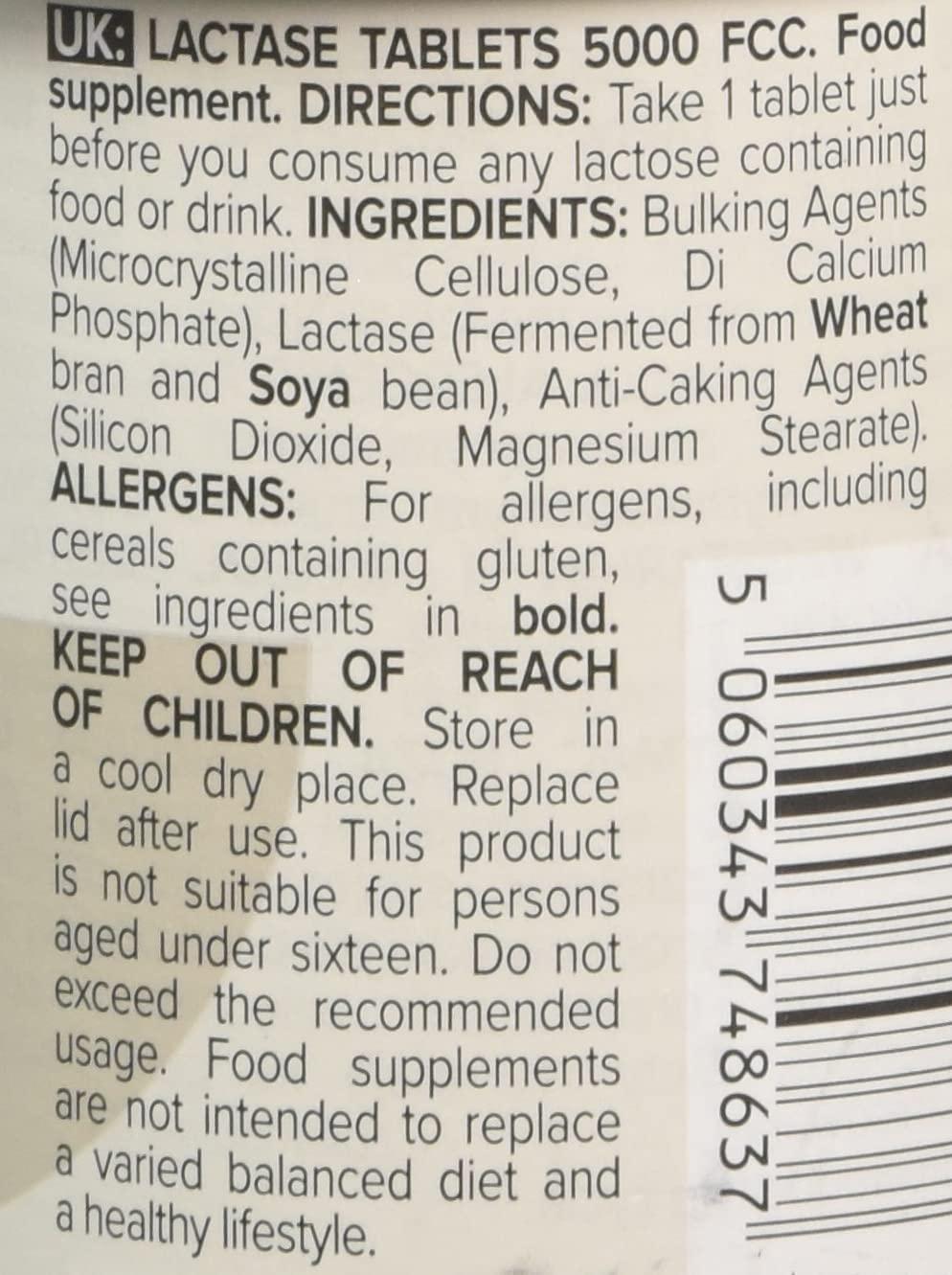 BULK POWDERS Pure Lactase Enzyme Tablets, 5000 FCC, Pack of 270