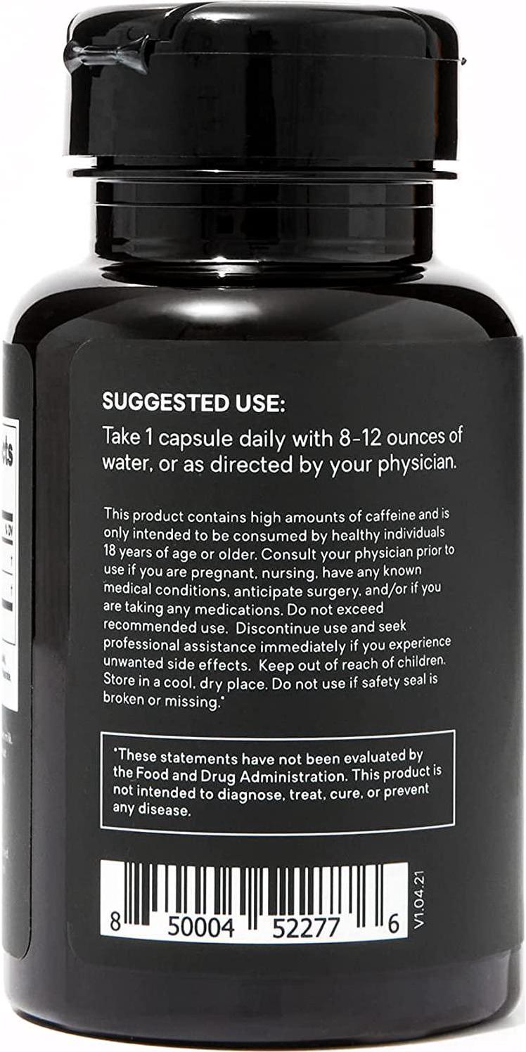 Bad Athletics Caffeine 100mg + L-Theanine 100mg Capsules | Focus and Energy | Nootropics Supplement | 60 Servings