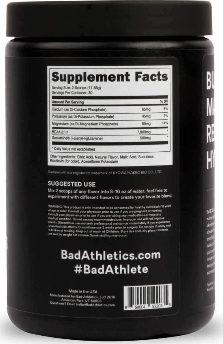 Bad Athletics Strawberry BCAA's for Women are formulated to Help Build, Repair and Maintain Lean Muscle Mass and are Stimulant Free, and Delivers a scientifically Proven Ratio of 2:1:1