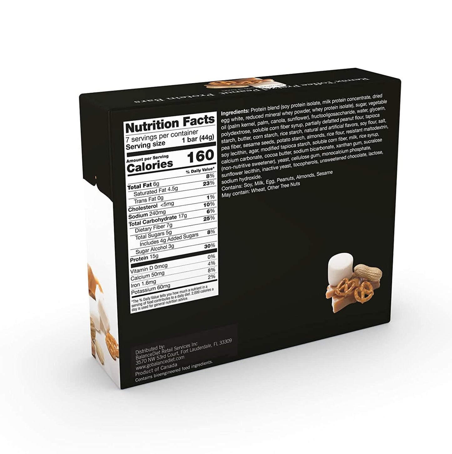 BalanceDiet | Protein Bar | 15g of Protein | Low Carb | 7 Bar Box (Remix Toffee Pretzel Peanut Protein Bar)