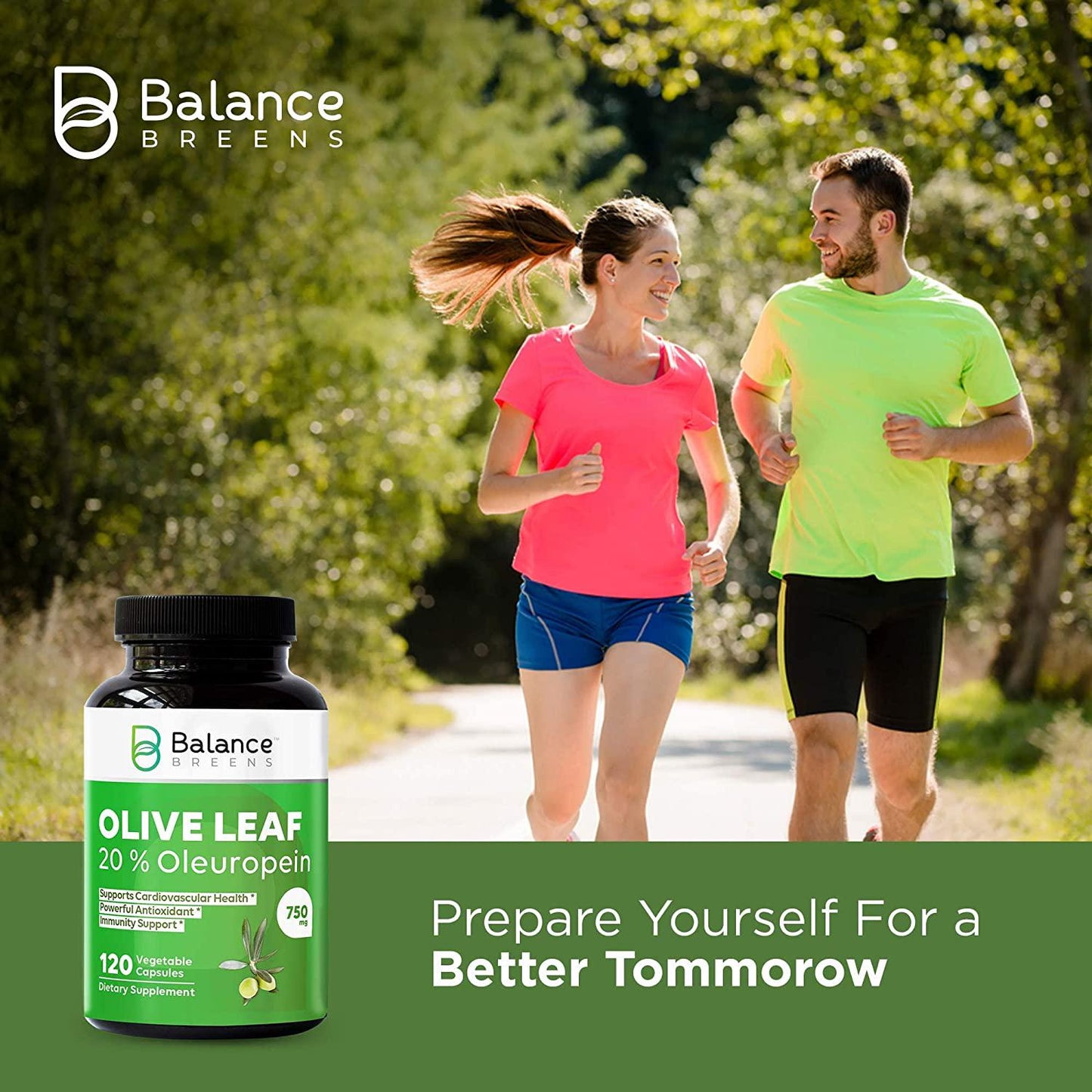Balance Breens - High Strength Olive Leaf Extract 750mg - 20% Oleuropein - Supports Healthy Balance Lifestyle - Antioxidant - 120 Capsules (1)