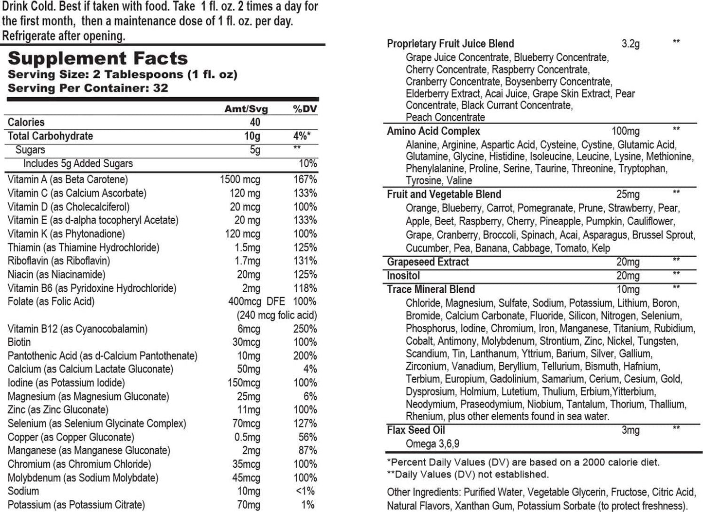 Balanced Essentials 2 Pack Natural Liquid Nutritional Supplement Vitamin 32 Ounces Very Berry S-BE32