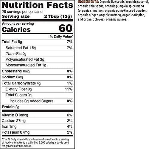 Barlean's Organic Digestive Seed Blend with Omega-3 Fatty Acid (ALA), Dietary Fiber, Antioxidants, and Amino Acids - Vegan, USDA Organic, Non-GMO, Gluten-Free - 12-Ounce