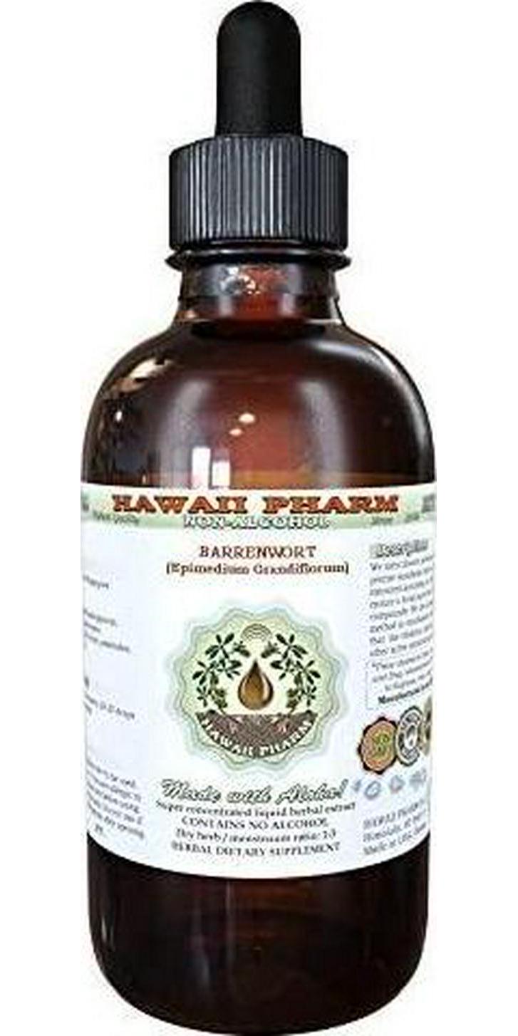 Barrenwort Alcohol-Free Liquid Extract, Barrenwort (Epimedium Grandiflorum) Dried Leaf Glycerite Hawaii Pharm Natural Herbal Supplement 2 oz