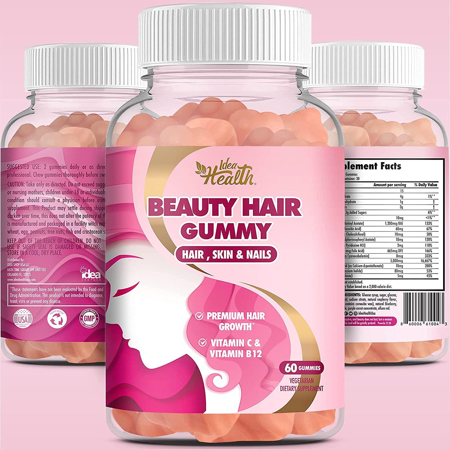 Beauty Hair Gummy - Multivitamin for Faster Hair Growth, Stronger Nails and Glowing Skin with Natural Ingredients - w/ Biotin, Vitamin C and Vitamin B12 | 120 Gummies (2 Pack)