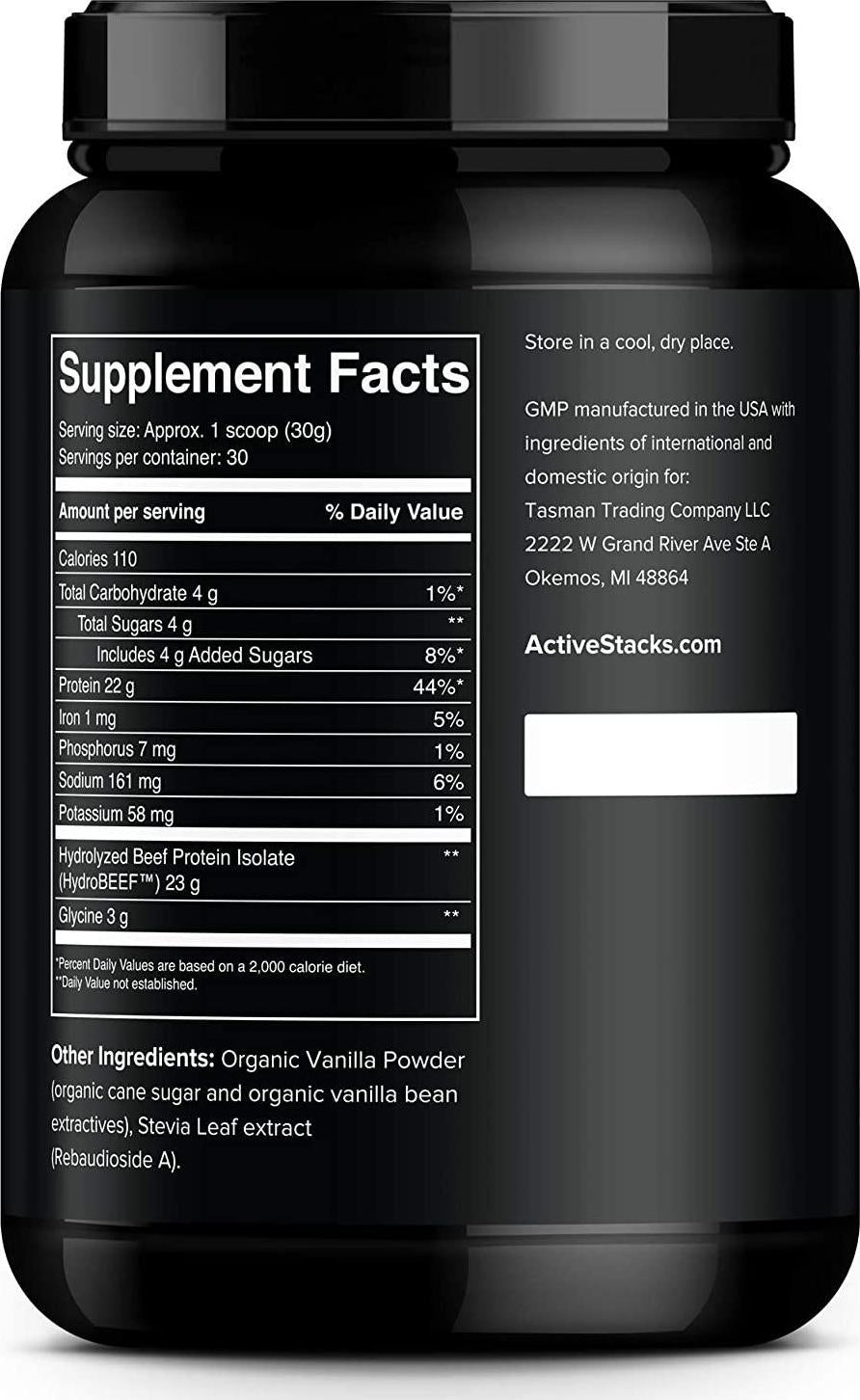 Beef Protein Powder, Vanilla - Dairy Free with Natural Collagen for Keto, Paleo, Bone Broth and Low Carb Diets, 2 Pound