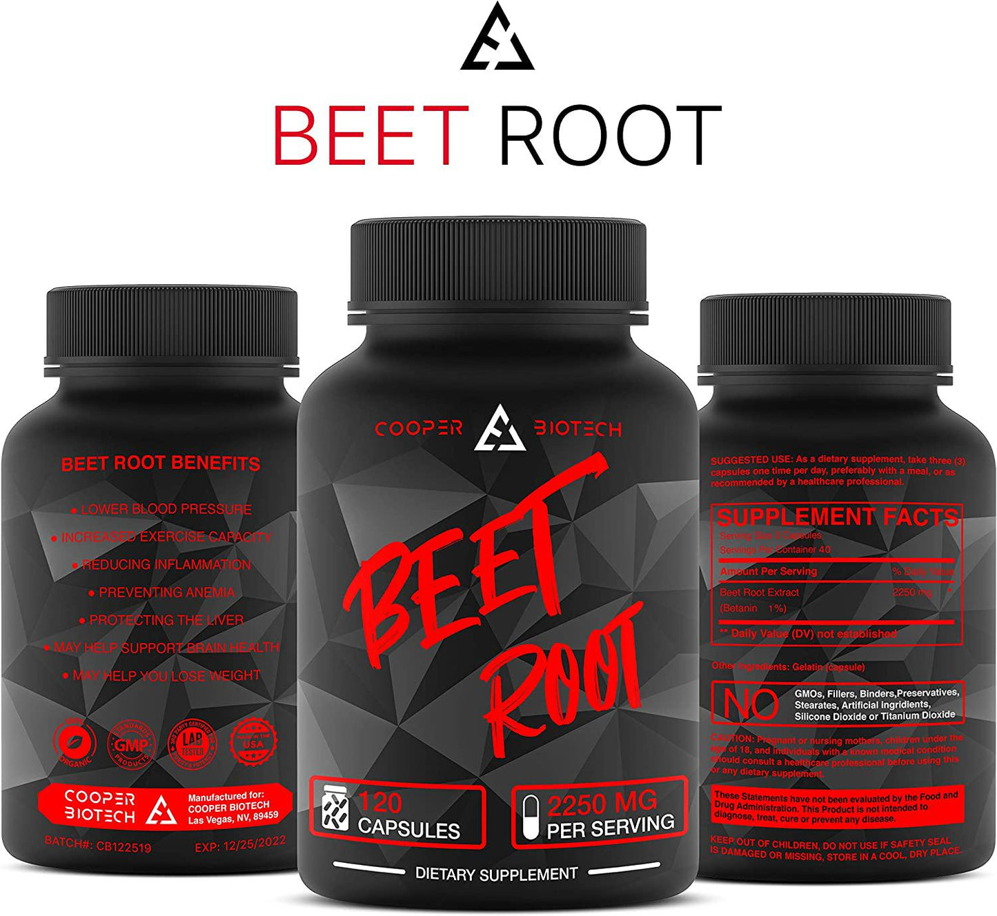 Beet Root Capsules - Concentrated Organic Beet Root Powder Supplement Extracted from Beet Juice - Blood Pressure Supplement - Nitric Oxide Boosting Beetroot Supplement - 2250 MG 120 Capsules