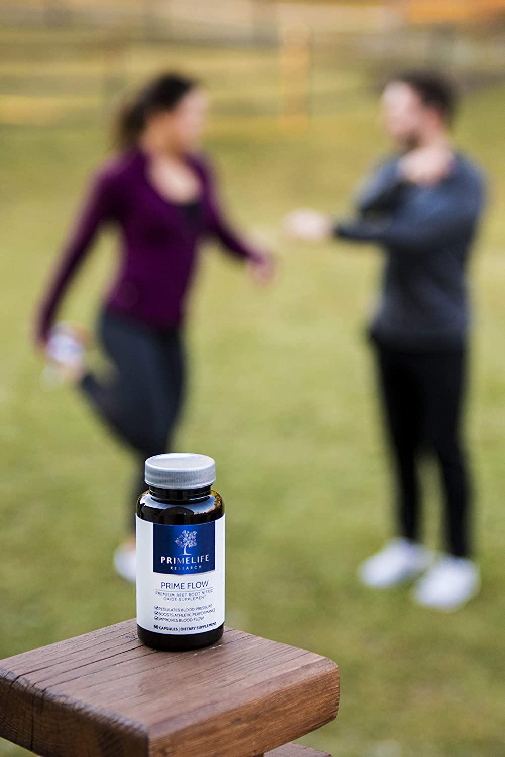 Beet Root Nitric Oxide Supplement - Prime Flow | Daily Dietary Nitrate Supplement | Lower Blood Pressure Naturally | Improve Heart Health | Increase Blood Flow and Circulation, 60 Capsules