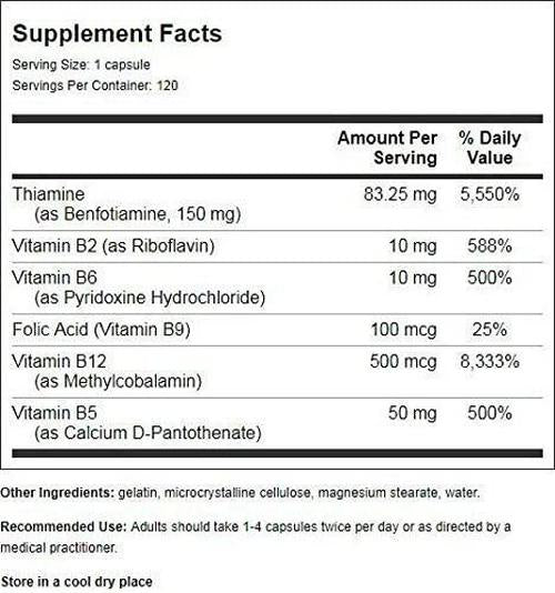 Benfotiamine Inc Multi-B Neuropathy Support Formula 150 mg 120 Capsules