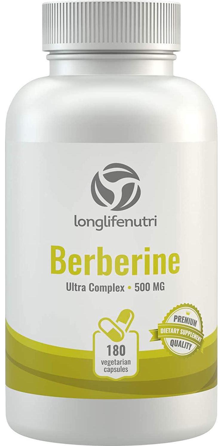 Berberine 500mg Plus HCL Extract | 180 Vegetarian Capsules | Control Blood Sugar | Lower Cholesterol Naturally | Natural Antioxidant and Anti Inflammatory Supplement | Made in USA