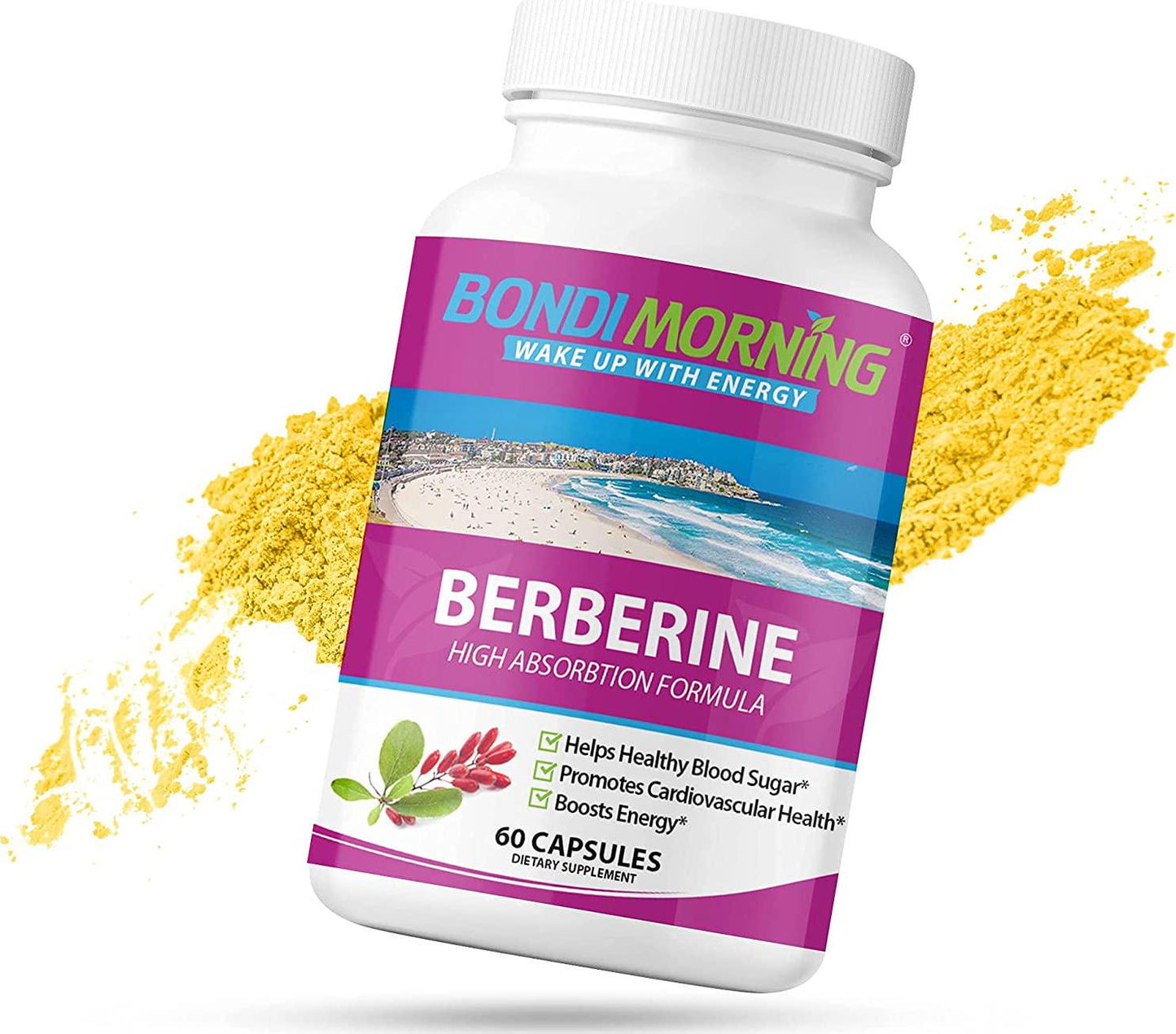 Berberine HCL Supplement, High Potency 1200mg Per Serving, for Blood Sugar and Cardiovascular Support, Powerful Vegan, Gluten Free, Non-GMO Complex for Weight Loss, 60 Capsules